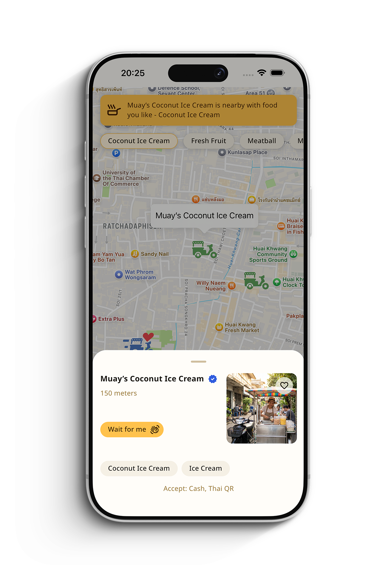 Map showing street food vendor locations